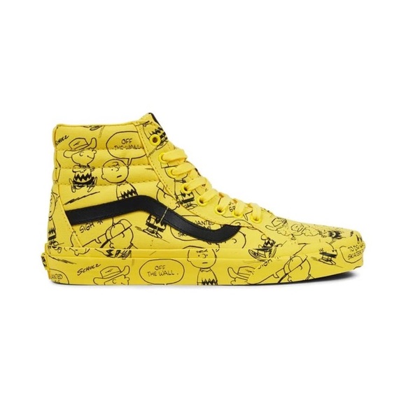black and yellow charlie brown vans